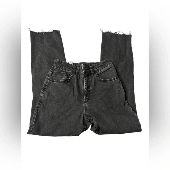 The Ragged Priest Jeans Faded Black High Rise Crop Straight Metal Rings Size 26 - Picture 2 of 9